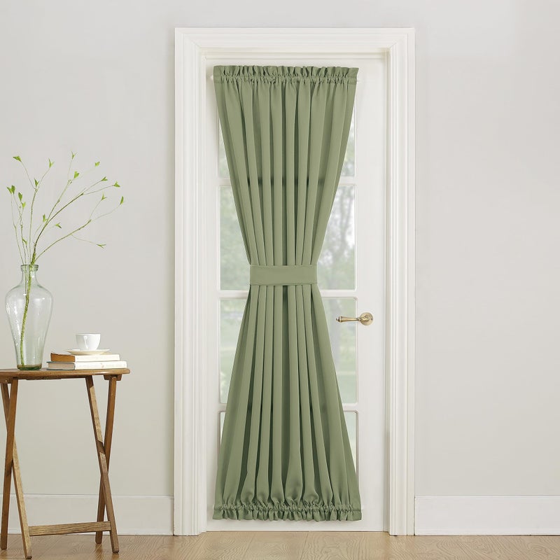 Sun Zero Barrow Energy Efficient Rod Pocket Door Curtain Panel, 54" x 72", Sage Green - Image 1